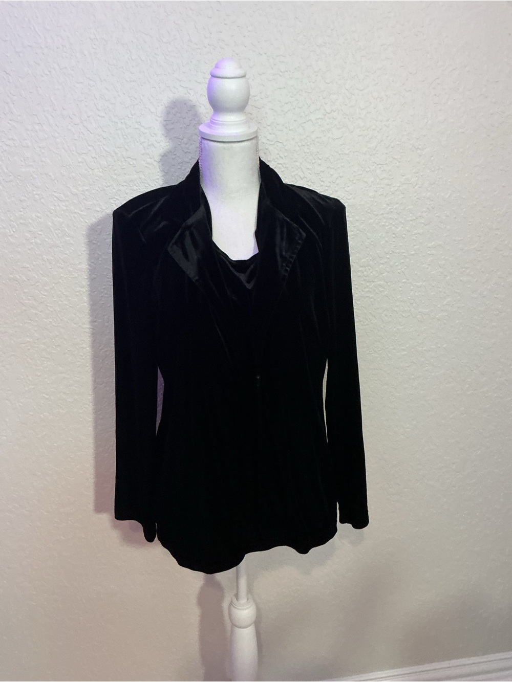 Vintage Black Velvet Blazer Jacket with attached camisole (B6)